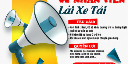 Tuyển dụng: 02 Nhân viên Lái xe tải